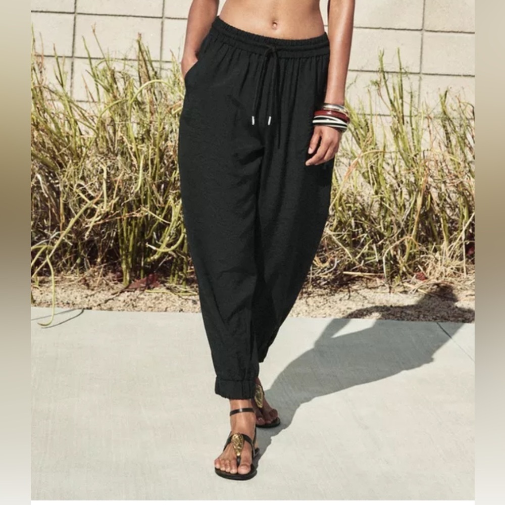 Zara Size S Black Track Pants with Elastic Cuffs on waist and ankles